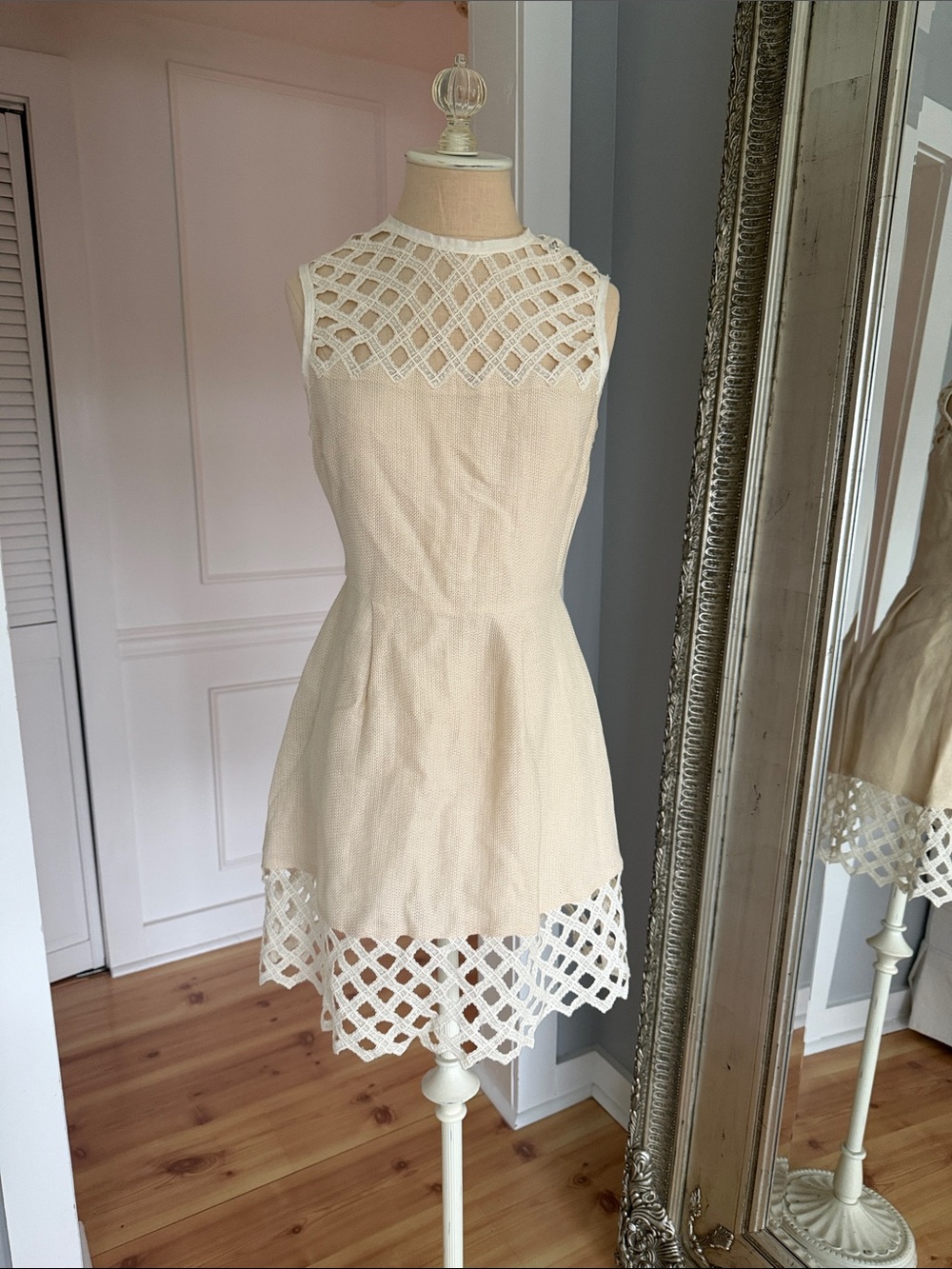 Sandro Sleeveless Lace-Trim Fit & Flare Dress